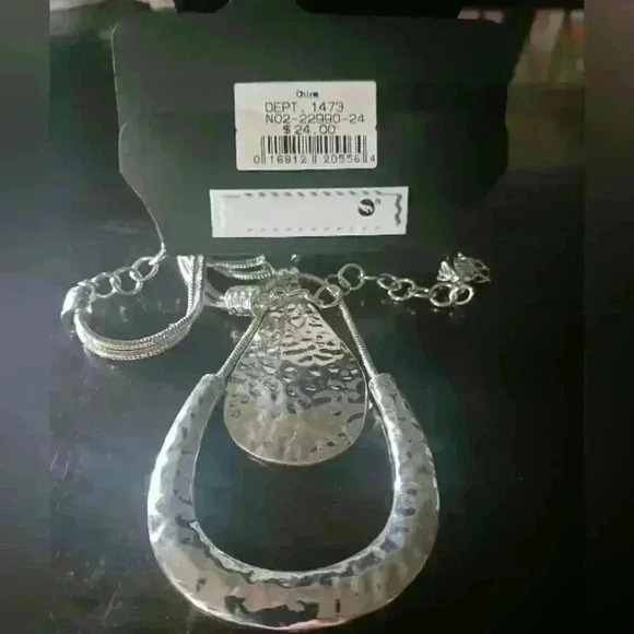 Silver rope two-tier teardrop necklace - Picture 3 of 4